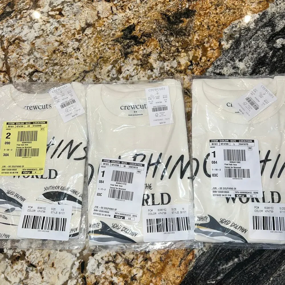 NWT J. Crew Boys' Ivory W/Dolphin Graphic Crewneck Tee
